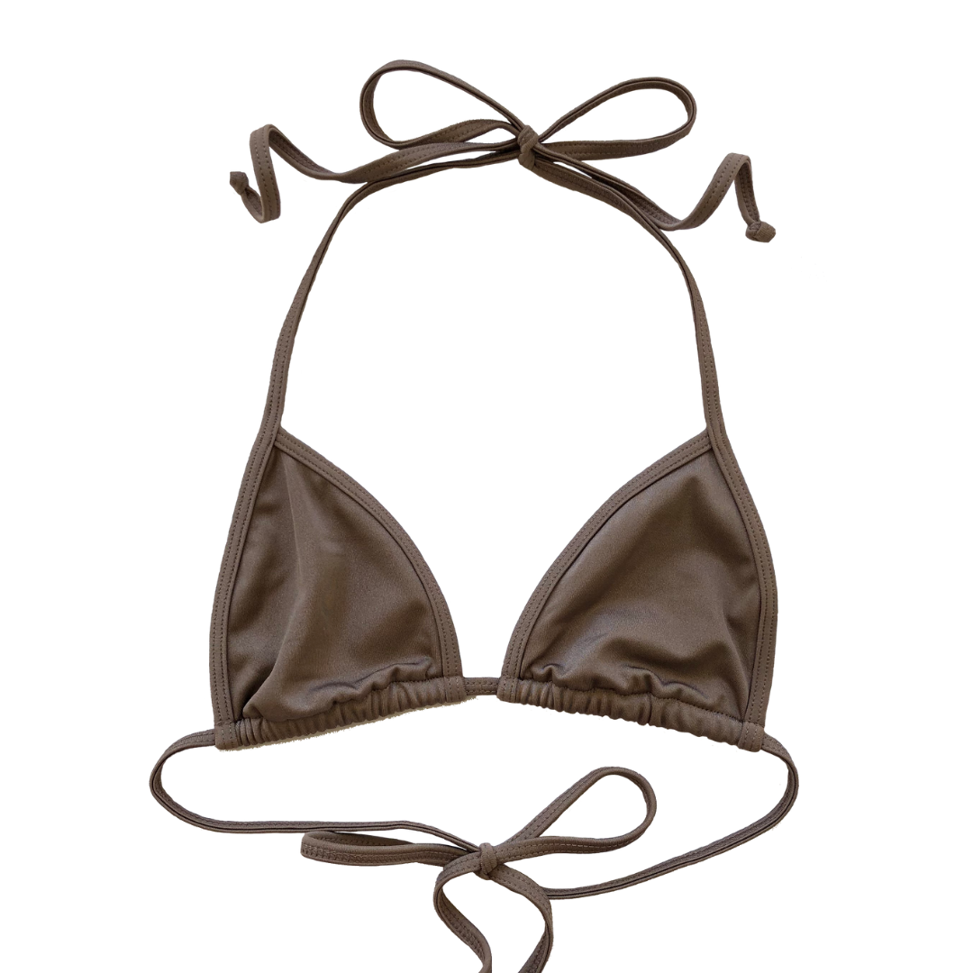 The Lola String Bikini Top in Brown Stardust