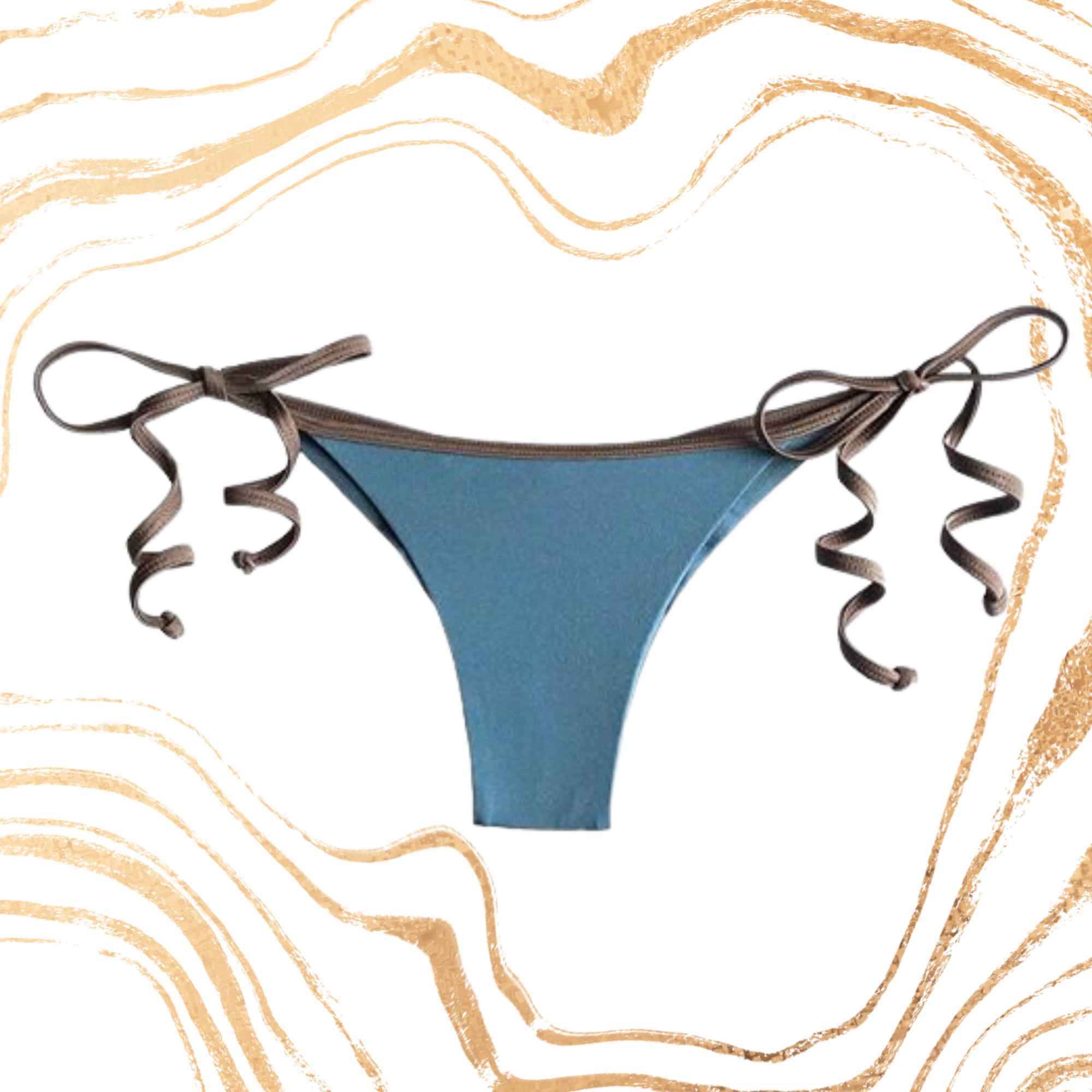 The Harlow Cheeky String Bikini Bottom in Smokey Blue