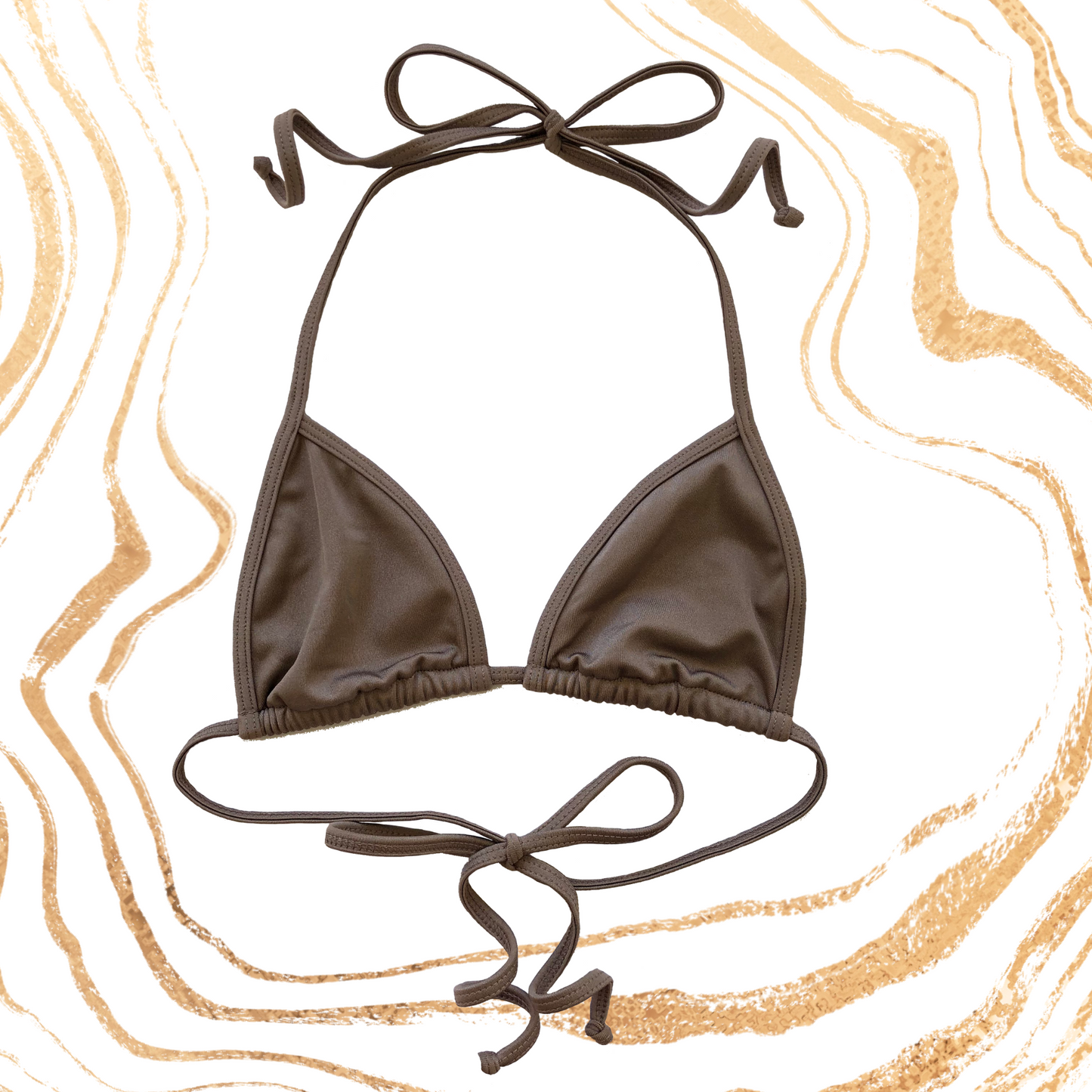 The Lola String Bikini Top in Brown Stardust