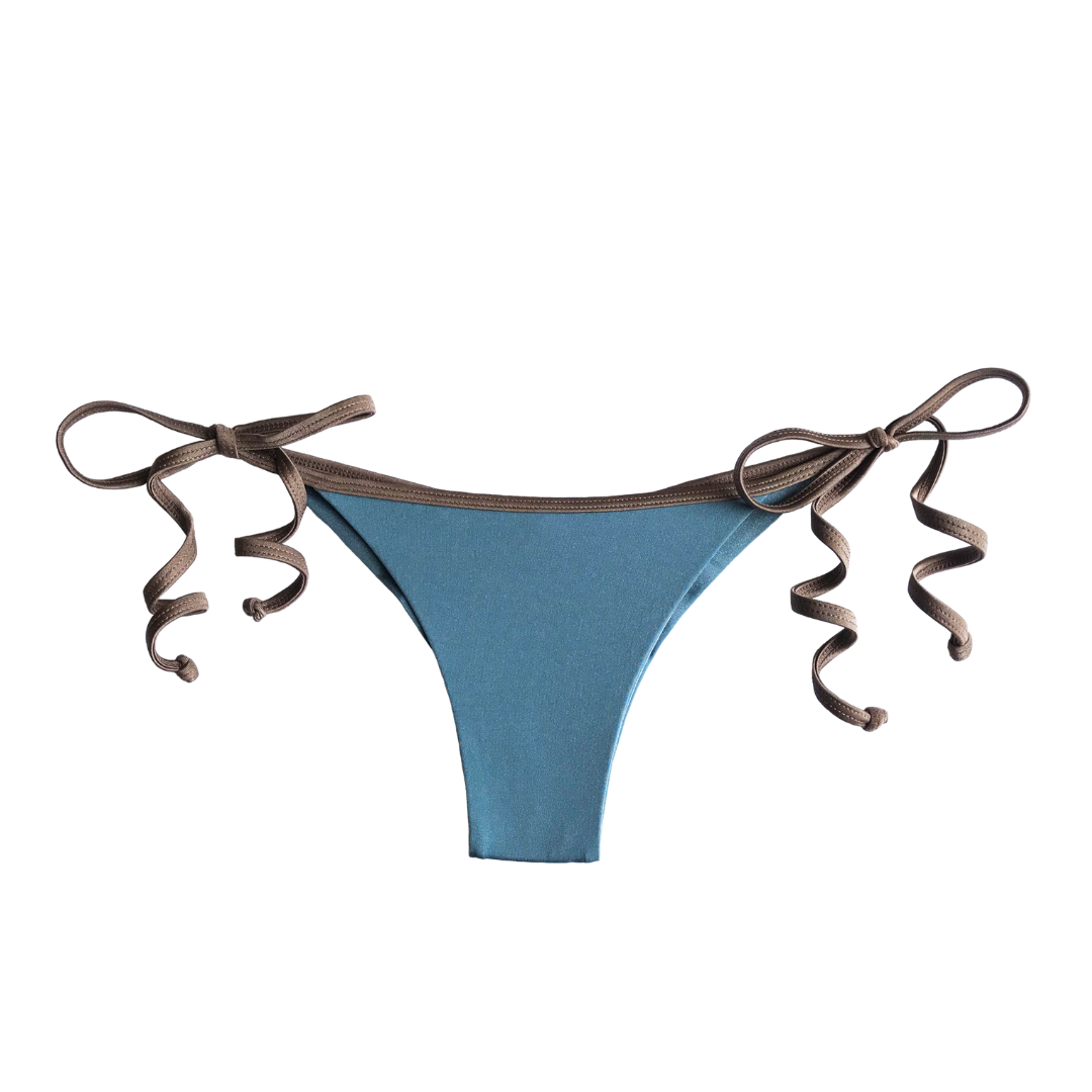 The Harlow Cheeky String Bikini Bottom in Smokey Blue