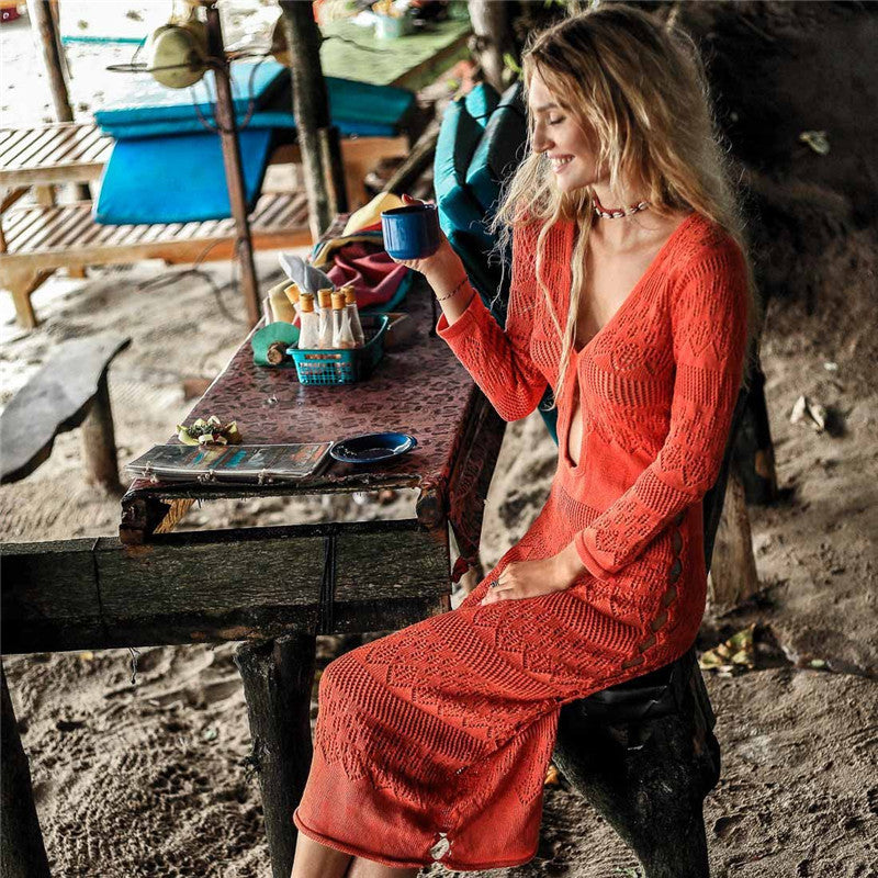 Priscilla Floor-Length Knitted Cover Up Dress